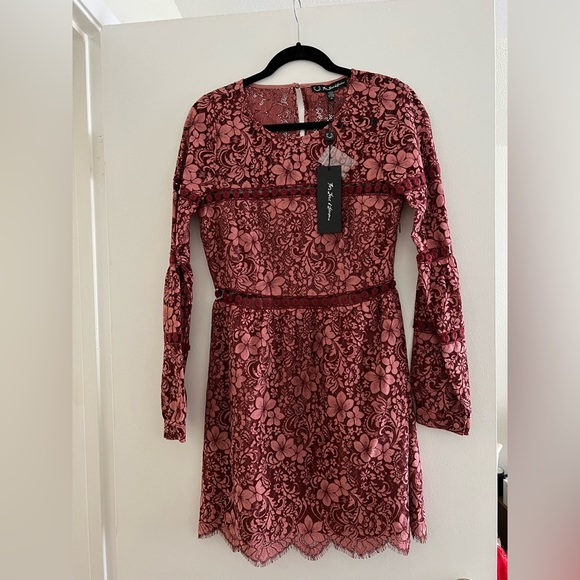 For Love and Lemons Theodora Mauve Bell Sleeve Lace Dress - Picture 2 of 7